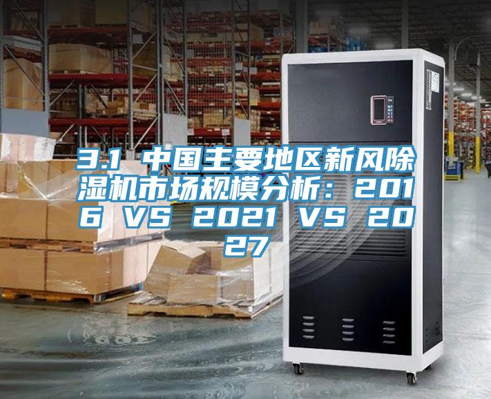 3.1 中国主要地区新风除湿机市场规模分析：2016 VS 2021 VS 2027